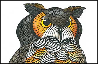 Snaz Detail by Kim Russell | Great Horned Owl | Birds In Art