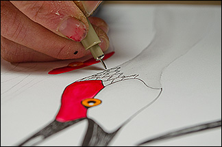 Kim Russell Inking Texture Closeup
