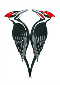 Pileated Pair by Kim Russell | Pileated Woodpeckers | Bird Art | Birds in Art